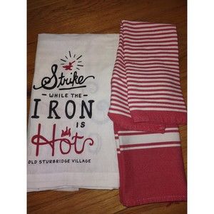 Kitchen Towels 3 piece red and cream